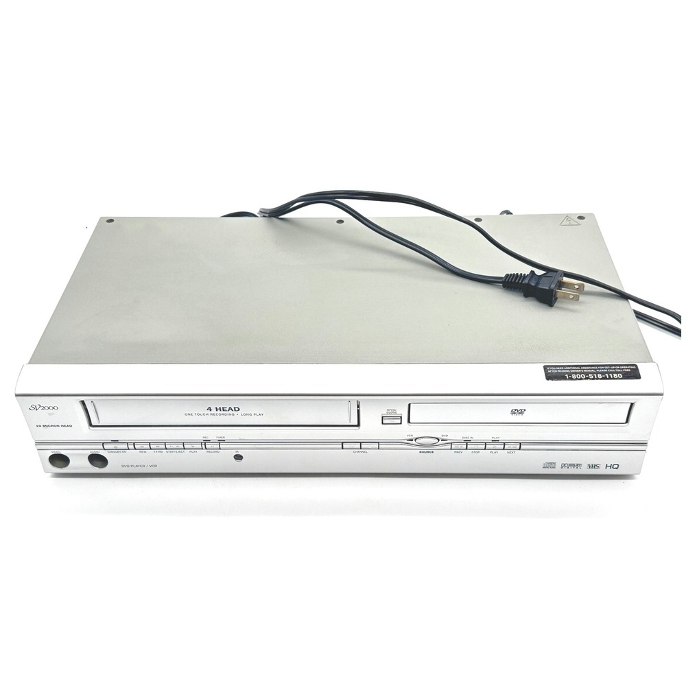 SV2000 WV806 DVD Player VCR Combo 4-Head VHS Silver Gray Dual Deck Player